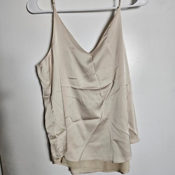 Express - Beige Satin Camisole V-Neck Tank Top (Size Medium) - Picture 2 of 5